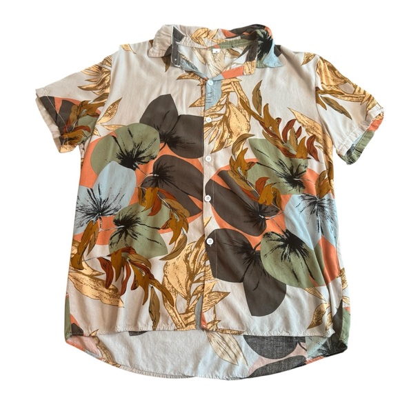Other - Vintage Orange and Green Casual Button Down Shirt